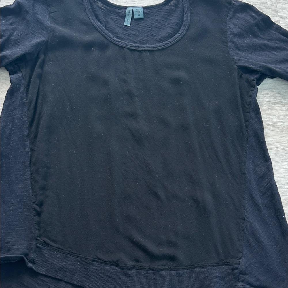 Anthropologie Women’s M Black Relaxed Fit Short Sleeve T-Shirt Casual Tee - Picture 2 of 4
